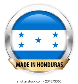 made in honduras silver badge isolated button on white background - vector eps10