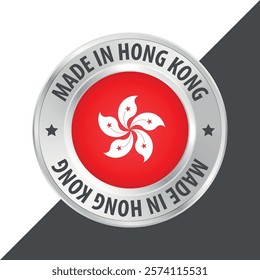 Made in Hong Kong badge logo flag sticker 3d vector illustration isolated on white