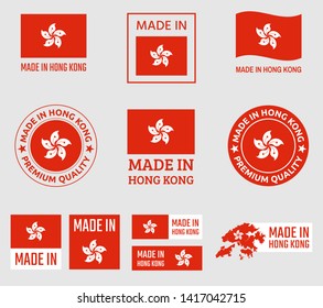 made in Hong Kong icon set, product labels of Hong Kong
