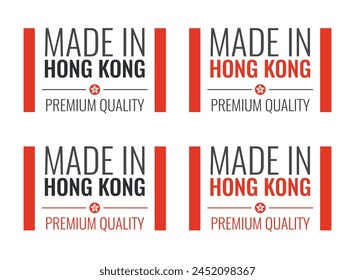 made in Hong Kong labels set, product icons of Hong Kong