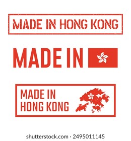 made in Hong Kong labels set, product icons of Hong Kong