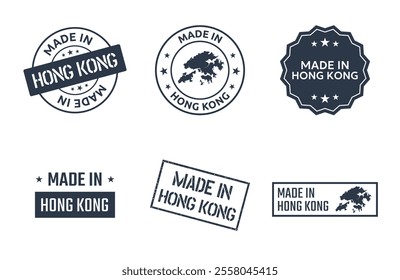 made in Hong Kong labels set, product icons of Hong Kong