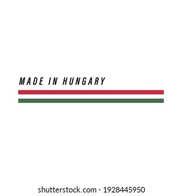Hecho en Hungría, insignia o etiqueta con bandera aislada en fondo blanco