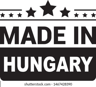 Made in Hungary collection of ribbon, label, stickers, badge, icon and page curl with Hungary flag symbol. Vector illustration isolated on white background.  Stamp with Made in Hungary text.
