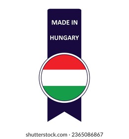 Made In Hungary. Flag, banner icon, design, sticker