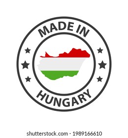 Made in Hungary icon. Stamp made in with country map