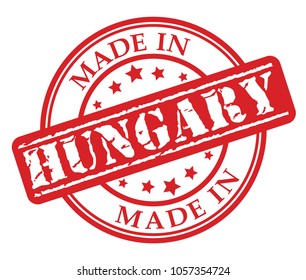 Made in Hungary red rubber stamp illustration vector on white background