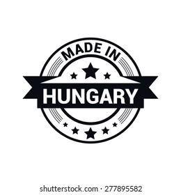 Made in Hungary - Round black rubber stamp design isolated on white background. vector illustration vintage texture.