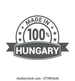 Made in Hungary - Round gray rubber stamp design isolated on white background. vector illustration vintage texture.