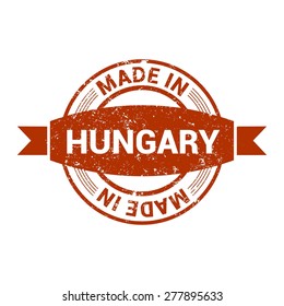 Made in Hungary - Round red grunge rubber stamp design isolated on white background. vector illustration vintage texture.
