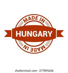 Made in Hungary - Round red rubber stamp design isolated on white background. vector illustration vintage texture.