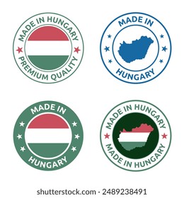 made in Hungary stamp set, product labels of Hungary