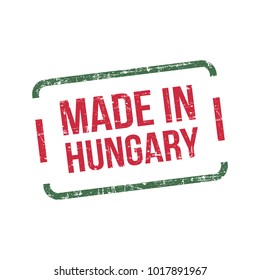 Made in Hungary. Vector Flag Illustration design stamp label