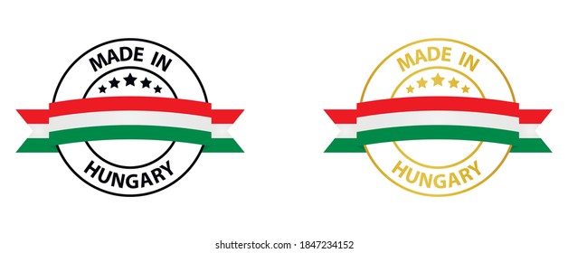 hecho en Hungría vectorial stamp. insignia con bandera de Hungría