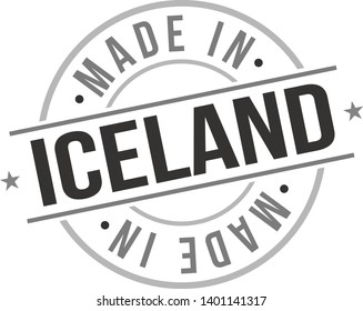 Made In Iceland. Europe Business Stamp. National Production Logo. Round Design Icon. Symbol Object Seal.