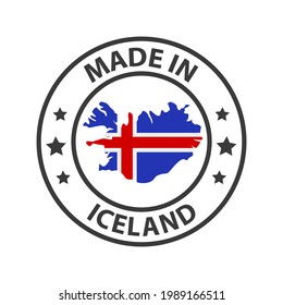 Made in Iceland icon. Stamp made in with country map