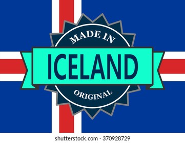 Made in Iceland label on country flag