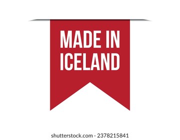 Made in Iceland red vector banner illustration isolated on white background