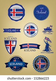 made in Iceland, seals, Flags, (Vector Art)