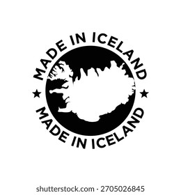 made in iceland stamp label with map
