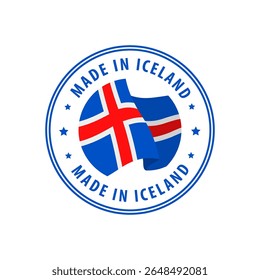 Made in Iceland stamp, sticker. Vector illustration.
