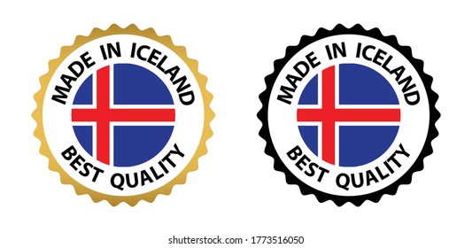 made in Iceland  vector stamp. bagge with Iceland  flag