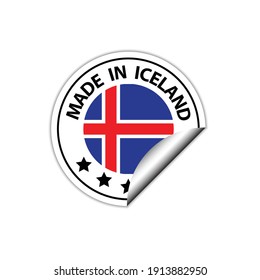 made in Iceland  vector stamp. bagge with Iceland  flag