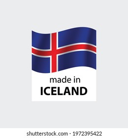 made in Iceland  vector stamp. bagge with Iceland  flag