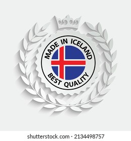 aus Island, Vektorstempel. Gepäckstück mit isländischer Flagge