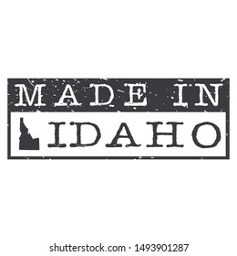 Made In Idaho. Stamp Rectangle Map. Logo Icon Symbol. Design Certificated.