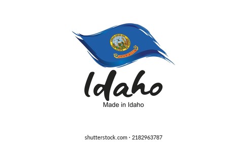 Made in Idaho USA new handwritten flag ribbon typography lettering logo label banner