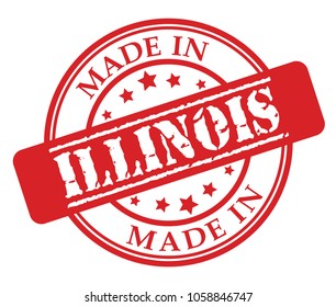 Made in Illinois red rubber stamp illustration vector on white background