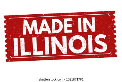 Made in Illinois sign or stamp on white background, vector illustration