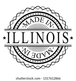Made In Illinois Stamp. Logo Round Icon Symbol. Bank Design Certificated. 