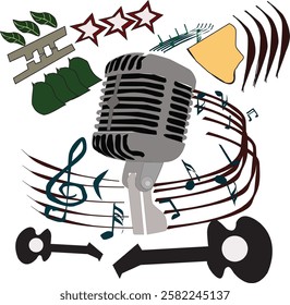 I made an image of a mic and an abstract tone illustration, it looks very simple.
