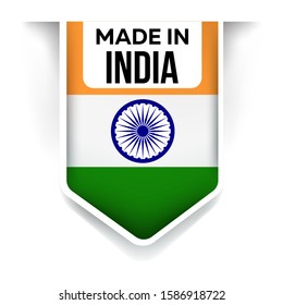 Made in India flag ribbon on a white background
