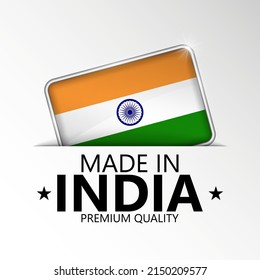 Made in India graphic and label. Element of impact for the use you want to make of it.