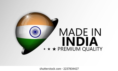 Made in India graphic and label. Element of impact for the use you want to make of it.