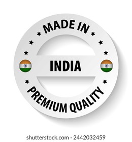 Made in India graphic and label. Element of impact for the use you want to make of it.