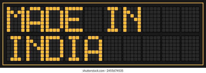 Made in India graphic and label. Element of impact for the use you want to make of it.