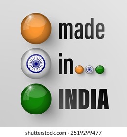 Made in India graphic and label. Element of impact for the use you want to make of it.