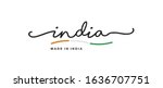 Made in India handwritten calligraphic lettering logo sticker flag ribbon banner