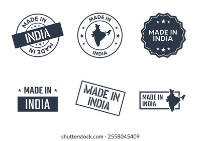 made in India labels set, Republic of India product icons
