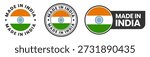 Made in india labels, stamps, badges with indian flag template icon set