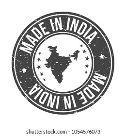 Made in India Map Quality Original Stamp. Design Vector Art Seal badge Illustration.