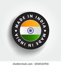 Made in India text emblem badge, concept background