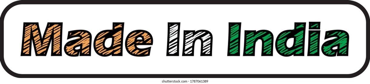 made in india text isolated on white background.