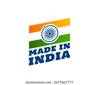 made in india tricolor flag background increase export trade vector