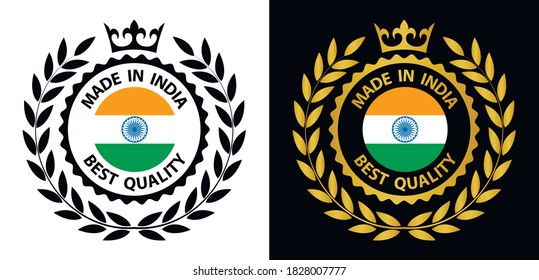 made in India  vector stamp. badge with India  flag