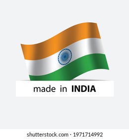 made in India  vector stamp. badge with India  flag